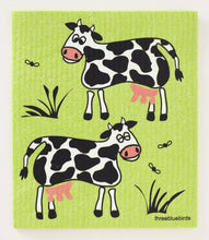 Load image into Gallery viewer, Cows on Green Swedish Dishcloth