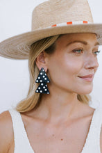 Load image into Gallery viewer, Black and White Polka Dot Triangle Earrings