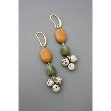 Load image into Gallery viewer, FERE68 Jasper, serpentine, and Dalmatian cluster earrings