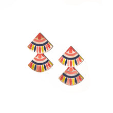 Load image into Gallery viewer, Fall Painted Double Tiles Earrings