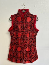 Load image into Gallery viewer, Traditional Chinese Brocade Vest - Red & Black - Size XXXL (Fits Approx. 16-18)