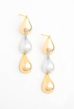 Load image into Gallery viewer, Two Tone Metal Tear Drop Earrings