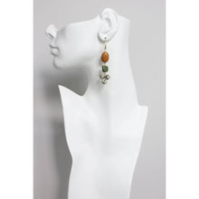 Load image into Gallery viewer, FERE68 Jasper, serpentine, and Dalmatian cluster earrings
