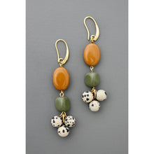Load image into Gallery viewer, FERE68 Jasper, serpentine, and Dalmatian cluster earrings