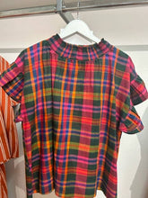Load image into Gallery viewer, Cotton Poplin Fall Plaid Ruffle Sleeve Top