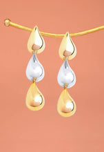 Load image into Gallery viewer, Two Tone Metal Tear Drop Earrings