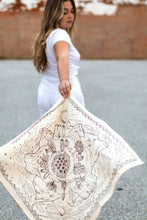 Load image into Gallery viewer, Ivory Black Desert Sketch Cotton Bandana