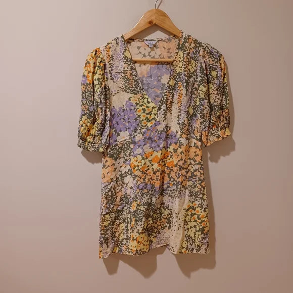 Rails Floral Short Sleeve V-Neck Dress