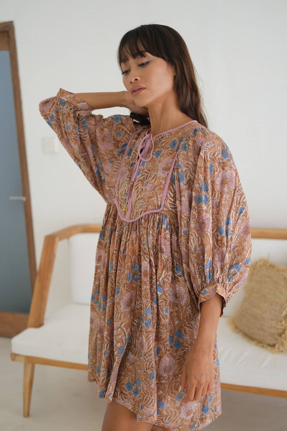 brown block print dress Blaire Block Printed Dress