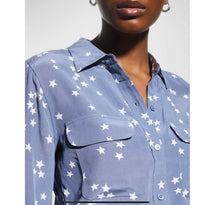 Load image into Gallery viewer, Equipment Blue Silk Stars Blouse - XS
