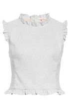 Load image into Gallery viewer, TAILORED BY REBECCA TAYLOR Ruffle Detail Sleeveless Linen Blend Blouse - 10