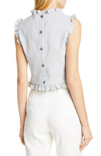 Load image into Gallery viewer, TAILORED BY REBECCA TAYLOR Ruffle Detail Sleeveless Linen Blend Blouse - 10