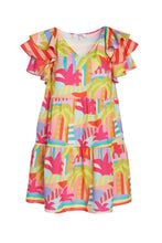 Load image into Gallery viewer, Tiered Tropical Ruffle Sleeve Dress