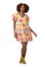 Load image into Gallery viewer, Tiered Tropical Ruffle Sleeve Dress