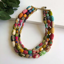Load image into Gallery viewer, Thalia 3 Strand Kantha Necklace