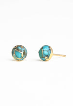 Load image into Gallery viewer, Gold Veined Turquoise Studs