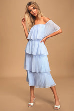 Load image into Gallery viewer, Lulu's Blue & White Tiered Gingham Dress- S