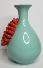 Load image into Gallery viewer, Mint Vase with 3D Red Flower