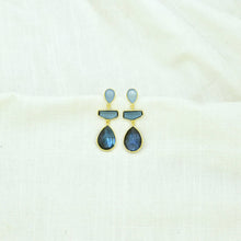Load image into Gallery viewer, Miss Jane Earring Gold - Iolite, Chalcedony &amp; Labradorite
