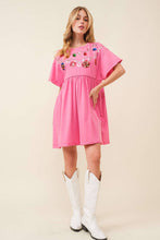 Load image into Gallery viewer, Sequin Ornaments Christmas Pink Baby Doll Cotton Dress
