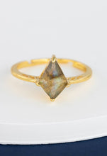 Load image into Gallery viewer, Labradorite and CZ Gold Ring Set
