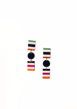 Load image into Gallery viewer, Colorful Stripe Circle &amp; Square Boardwalk Earrings
