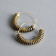 Load image into Gallery viewer, ISLE07 Gold hematite hoop earrings
