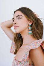 Load image into Gallery viewer, Rainbow Striped Geometric Earrings
