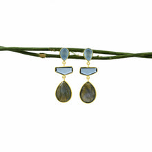Load image into Gallery viewer, Miss Jane Earring Gold - Iolite, Chalcedony &amp; Labradorite
