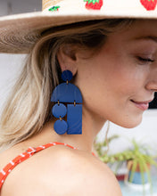 Load image into Gallery viewer, Navy Mobile Statement Geometric Earrings
