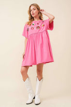 Load image into Gallery viewer, Sequin Ornaments Christmas Pink Baby Doll Cotton Dress
