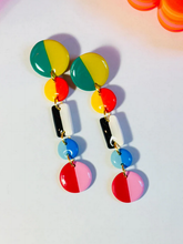 Load image into Gallery viewer, Half and Half Colorful Shapes Duster Earrings
