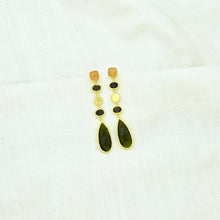 Load image into Gallery viewer, Long Drop Gemstone Earrings Green - Fall
