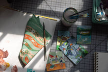 Load image into Gallery viewer, Small Aqua and Pink Snakes 14" Pocket Bandana

