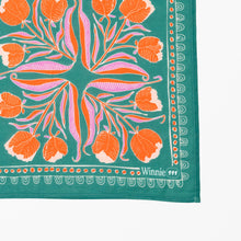 Load image into Gallery viewer, Teal &amp; Orange Print Cotton Bandana
