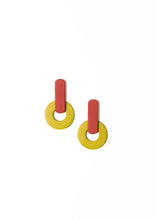 Load image into Gallery viewer, Green and Coral Floating Circle Earrings
