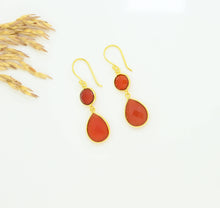Load image into Gallery viewer, Double Faceted Carnelian Earrings
