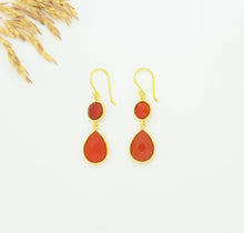 Load image into Gallery viewer, Double Faceted Carnelian Earrings
