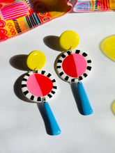 Load image into Gallery viewer, Sunny Pop Art Hand Painted Drop Earrings
