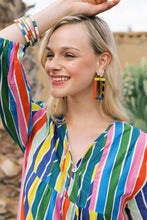 Load image into Gallery viewer, Navy Orange Yellow  Colorblock Earrings
