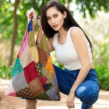 Load image into Gallery viewer, Silk Kantha Patchwork Triangle Bags
