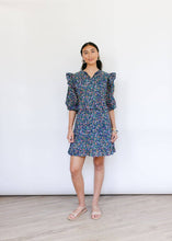 Load image into Gallery viewer, Navy Floral 3/4 Sleeve Cotton Dress
