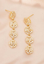 Load image into Gallery viewer, Bliss Zircon Cluster Dangle Earrings- Gold Plated CZ Formal Dangle Earrings
