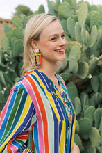 Load image into Gallery viewer, Navy Orange Yellow  Colorblock Earrings
