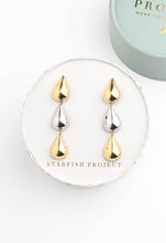 Load image into Gallery viewer, Two Tone Metal Tear Drop Earrings
