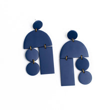Load image into Gallery viewer, Navy Mobile Statement Geometric Earrings
