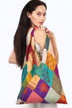 Load image into Gallery viewer, Silk Kantha Patchwork Triangle Bags
