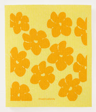 Load image into Gallery viewer, Flower Power Yellow Swedish Dishcloth
