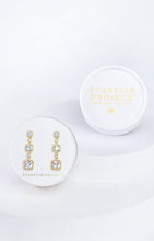 Load image into Gallery viewer, Forever Triple Cushion-Cut CZ Gold Drop Earrings
