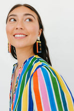 Load image into Gallery viewer, Navy Orange Yellow  Colorblock Earrings
